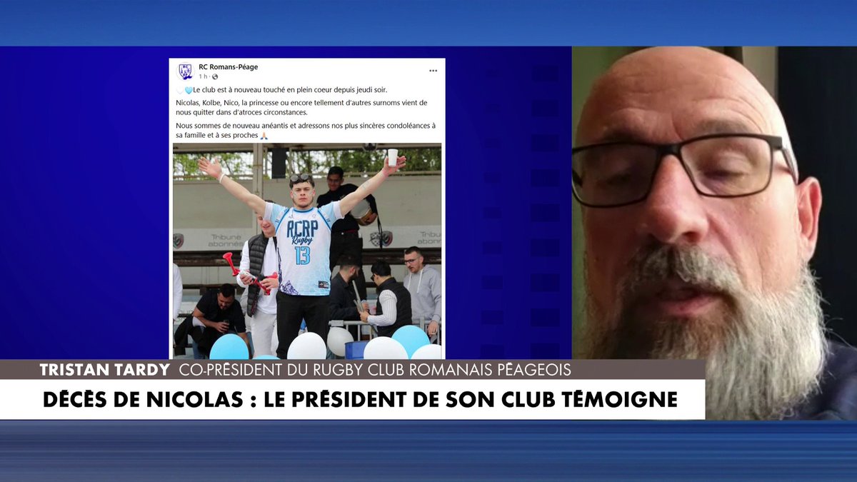 Le président du club de rugby de Nicolas, tué par balles : "Je vous entendais dire que c'est lié à un trafic de drogue. Je pense que c'est simplement lié à quelqu'un qui a eu un refus d'entrer dans une discothèque et qui, pour se venger, est revenu tirer"