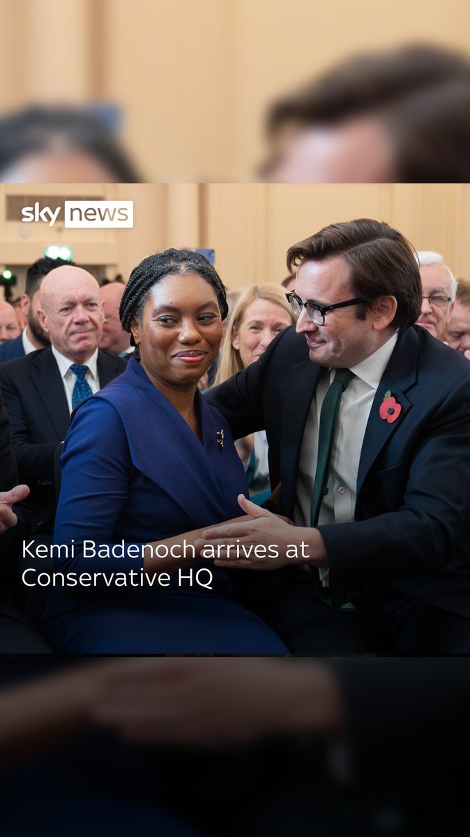 The Tory Party has released footage of Kemi Badenoch arriving at Conservative HQ following her election as leader.