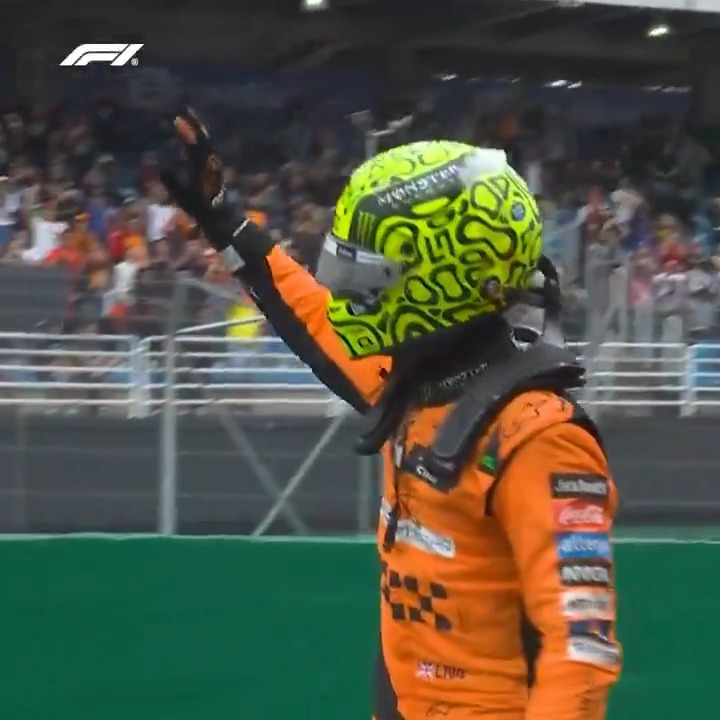 A spectacular start to super Sunday for Lando Norris! 💪 The McLaren driver seals an eighth career pole at a soggy Sao Paulo 👏 #F1 #BrazilGP