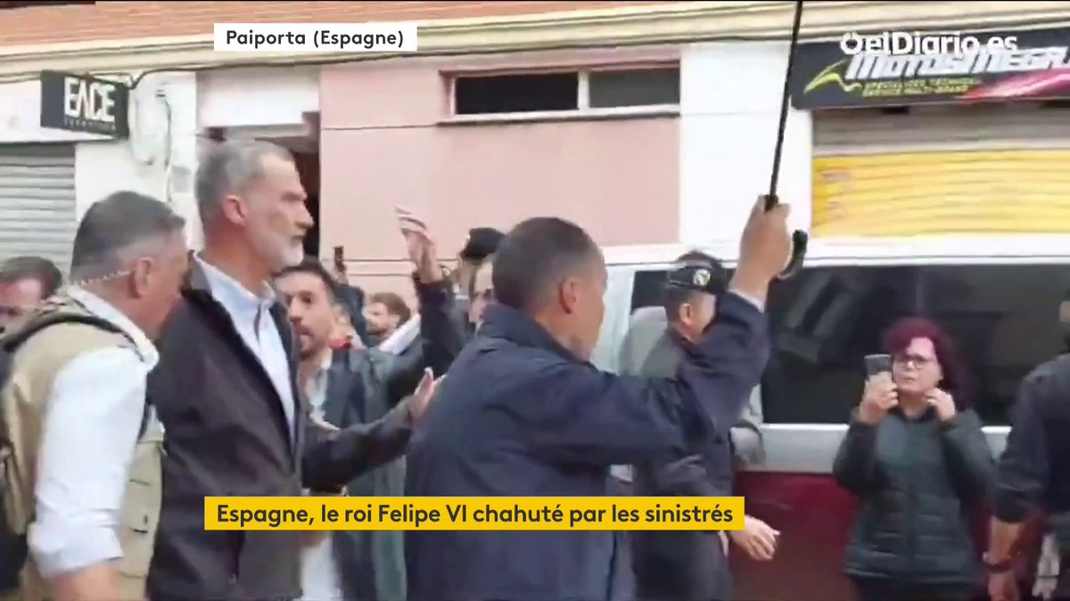 🔴 En Espagne, le roi, la reine et le Premier ministre ont été visés par des jets de projectiles et traités d'« assassins » lors d'une visite auprès des sinistrés des inondations.