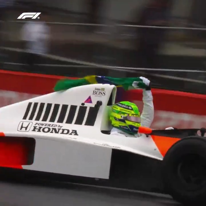 Goosebumps. 💛💚💙 Lewis Hamilton in the car Senna won his 1990 World Championship - just incredible! #F1 #BrazilGP