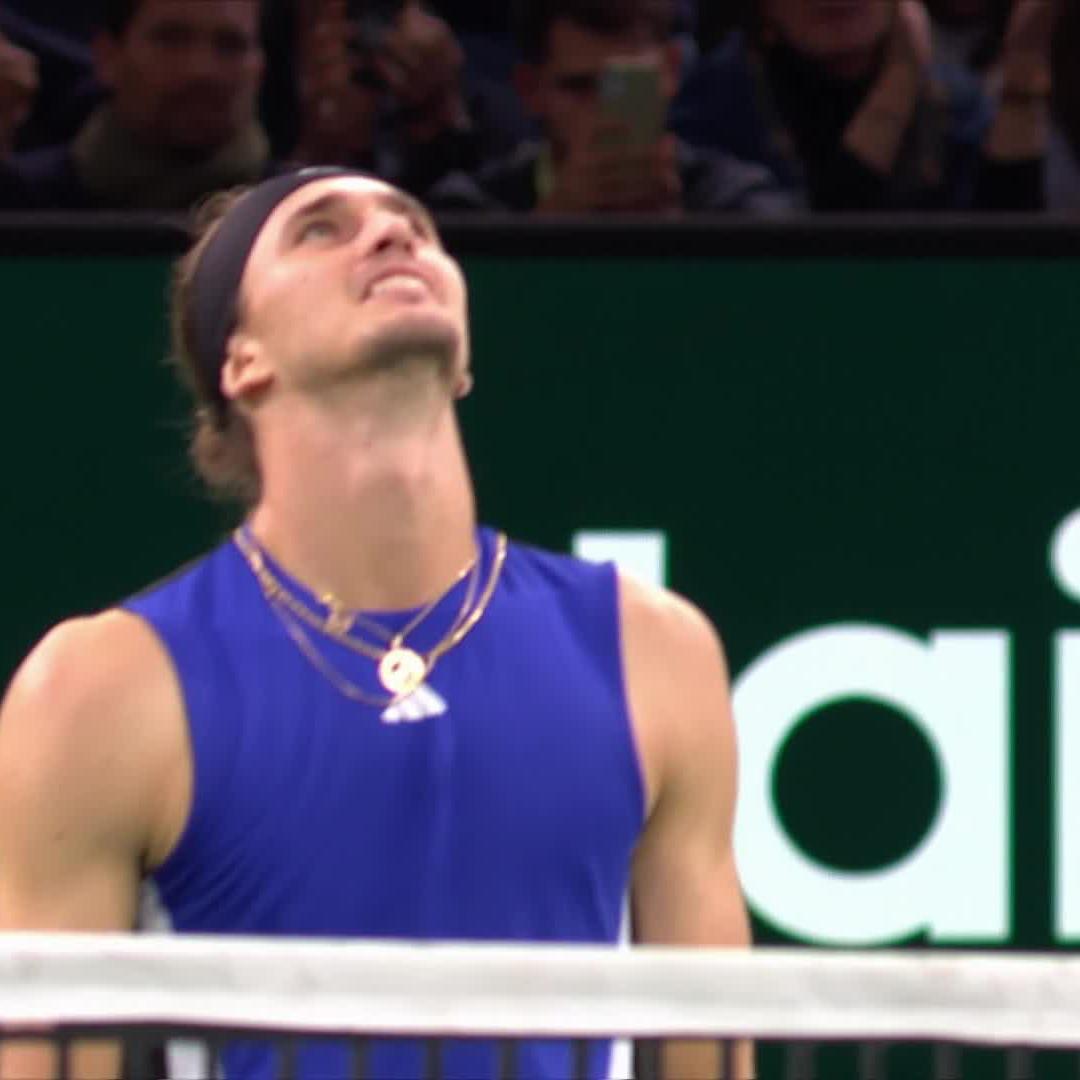 Sublime, Sascha 🙌 The moment Alexander Zverev completed his 6-2 6-2 victory over Ugo Humbert to become the first German champion at #RolexParisMasters since 1992.
