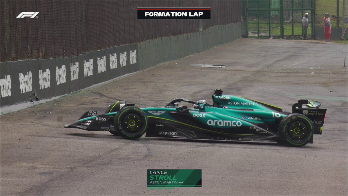 It is only the formation lap and Lance Stroll has lost control of his car at Turn Four! 😲😅