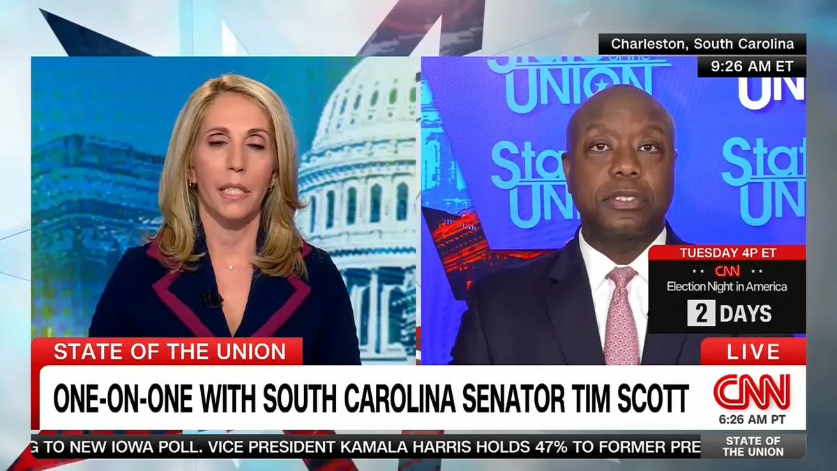 SCOTT: "I can't believe that we're having a conversation about fluoride when all the voters I've talked to over five battleground states--" BASH: "I mean, take it up with RFK Jr." Dana Bash pushes Tim Scott on RFK Jr saying Trump will remove fluoride from drinking water.