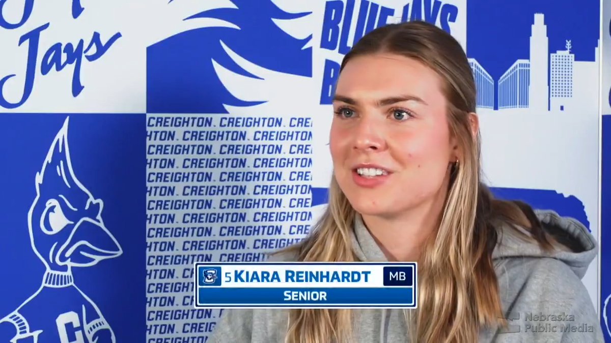 Kiara Reinhardt, middle blocker for Creighton Volleyball, has seen her role shift since the start of her time with the Jays. That didn't stop the senior from battling back into a role on the court and continually demonstrating leadership, good sportsmanship and selflessness 🏐🔵 #GoJays