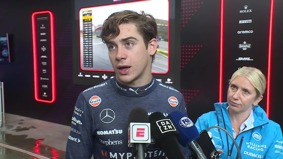 "FUE UN GOLPE MUY FUERTE. MUY TRISTE, PERDÓN AL EQUIPO", las primeras palabras de Franco Colapinto tras quedar afuera de la carrera por un choque. 📺 #BrazilGP | Toda la temporada de #F1 por #DisneyPlus Premium