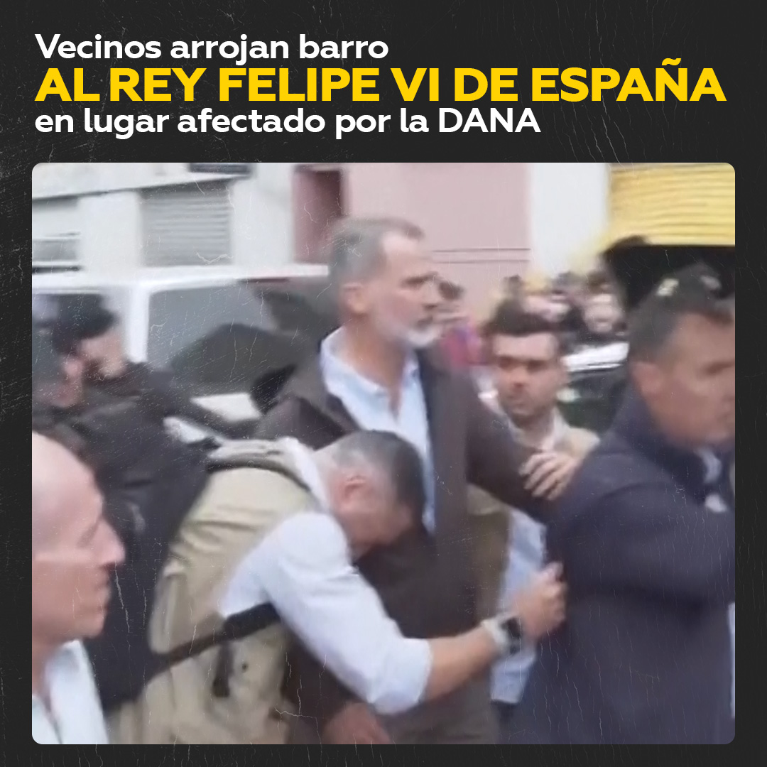 💥 Los reyes de España, abucheados en zona afectada por la DANA "¡Asesinos!", "¡fuera!" gritaron los residentes de Paiporta, en Valencia, que fue gravemente afectada por la DANA y arrojaron objetos y barro al encuentro con los reyes de España, Felipe VI y Letizia.