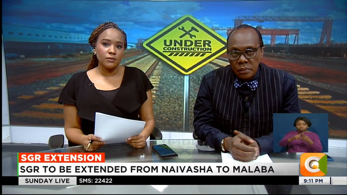 SGR Extension: SGR to be extended from Naivasha to Malaba Project to link Kisumu (326km) then Malaba Government yet to outline funding plan Extension to cost Ksh 648 B Transport CS Chirchir met Chinese officials #CitizenSundayLive Jeff Koinange, MBS Olive Burrows