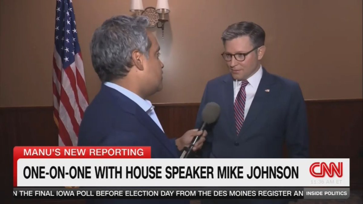 Raju: If Trump wins, he's talking about going after his enemies. Would you dissuade him from doing that? Mike Johnson: He's not going to do that Raju: He's said he would repeatedly!