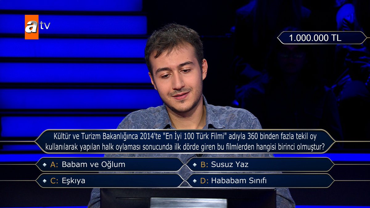 Kim Milyoner Olmak İster'de 1 Milyon TL değerindeki soru açıldı.