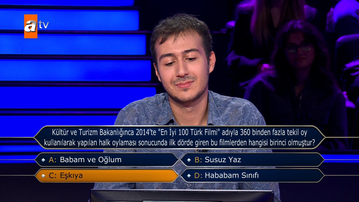 Kim Milyoner Olmak İster yarışmasında 1 milyon TL değerindeki soru açıldı.