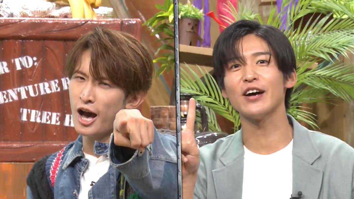 岡村さん&めめこじのタイトルコール先行公開🏝️ 約3カ月半ぶりですが息ぴったりです🤝 今夜6時30分から…ぜひリアタイで めめが「伝説の回」宣言👑 是非見届けてくださいー!!! #岡村隆史 #SnowMan #向井康二 #目黒蓮 #長州力 #鈴木奈々 #ザ・たっち #冒険少年