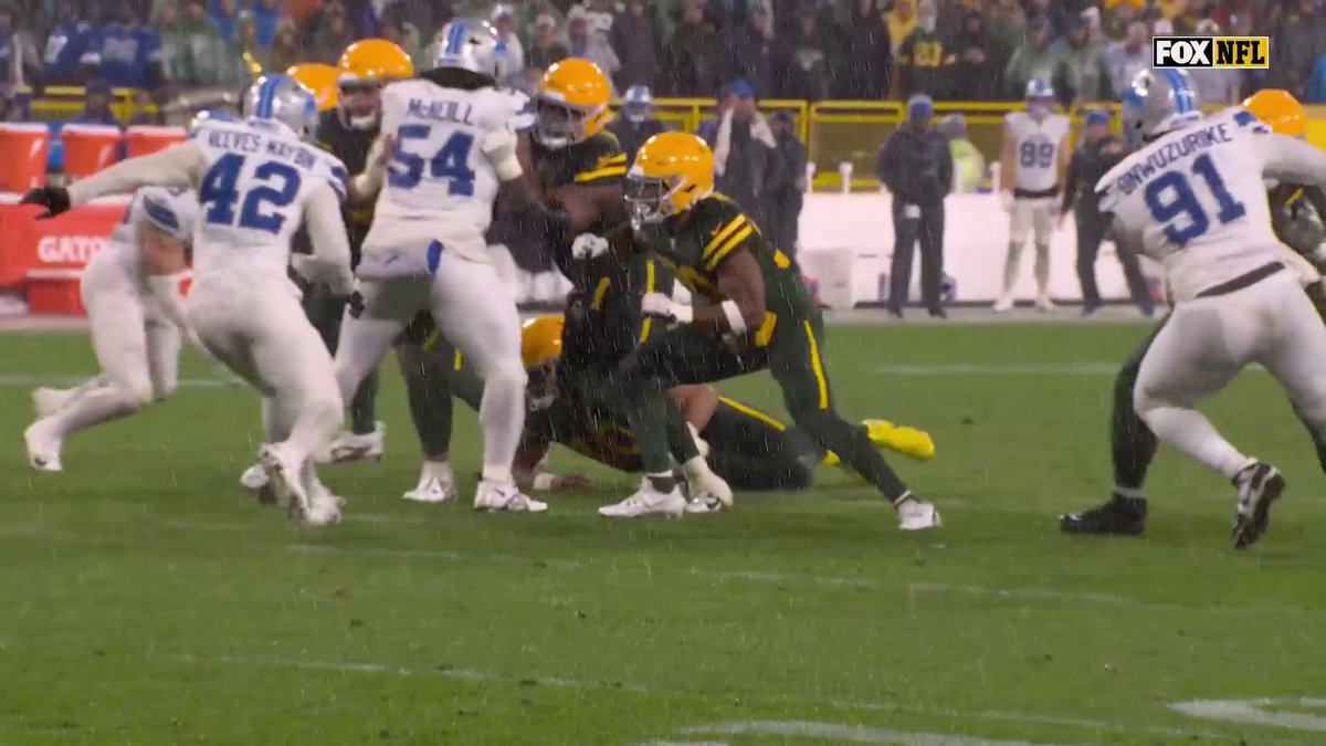 The Packers are having some issues dealing with the wet ball.