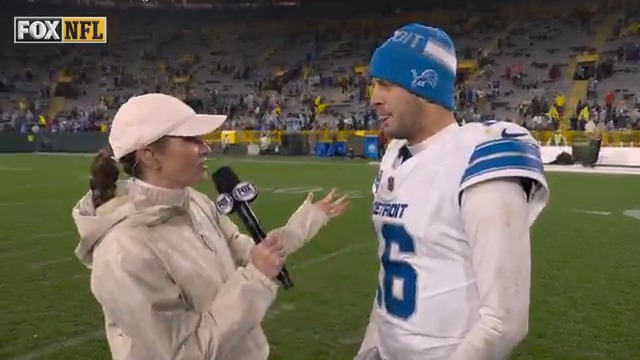"We're supposed to be the 'dome' team, we're supposed to be the team that can't play outside, and we come out here and win." Detroit Lions QB Jared Goff joins Erin Andrews after Detroit's win in Green Bay!