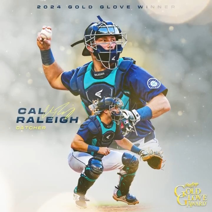 Cal’s bringing home some gold 🙌 Congrats to Cal Raleigh on winning his first-ever Rawlings Baseball Gold Glove Award! #TridentUp