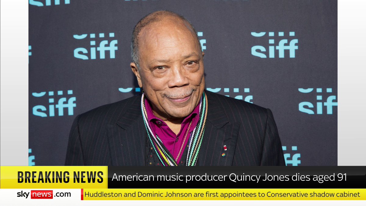 BREAKING: Quincy Jones, the music producer and composer, has died at the age of 91. 📺 Sky 501, Virgin 602, Freeview 233 and YouTube