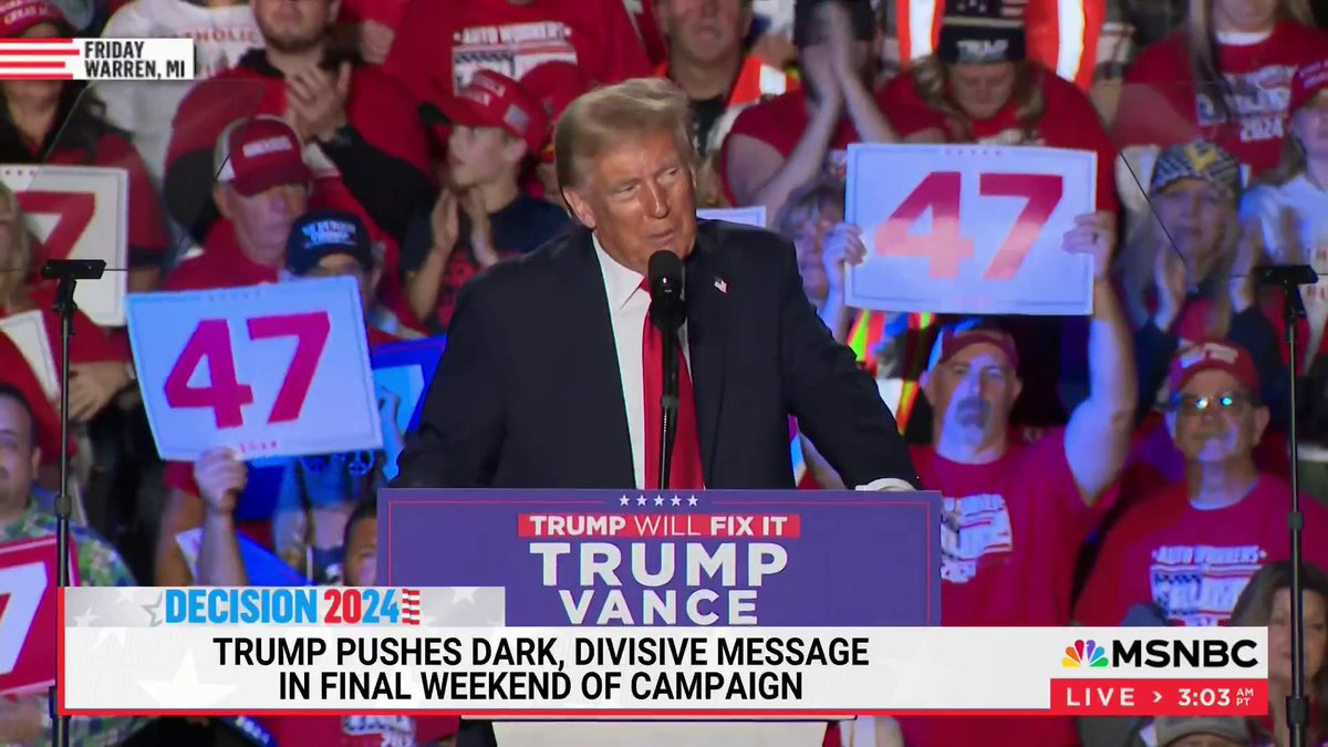 Trump pushes dark, divisive message in final weekend of campaign