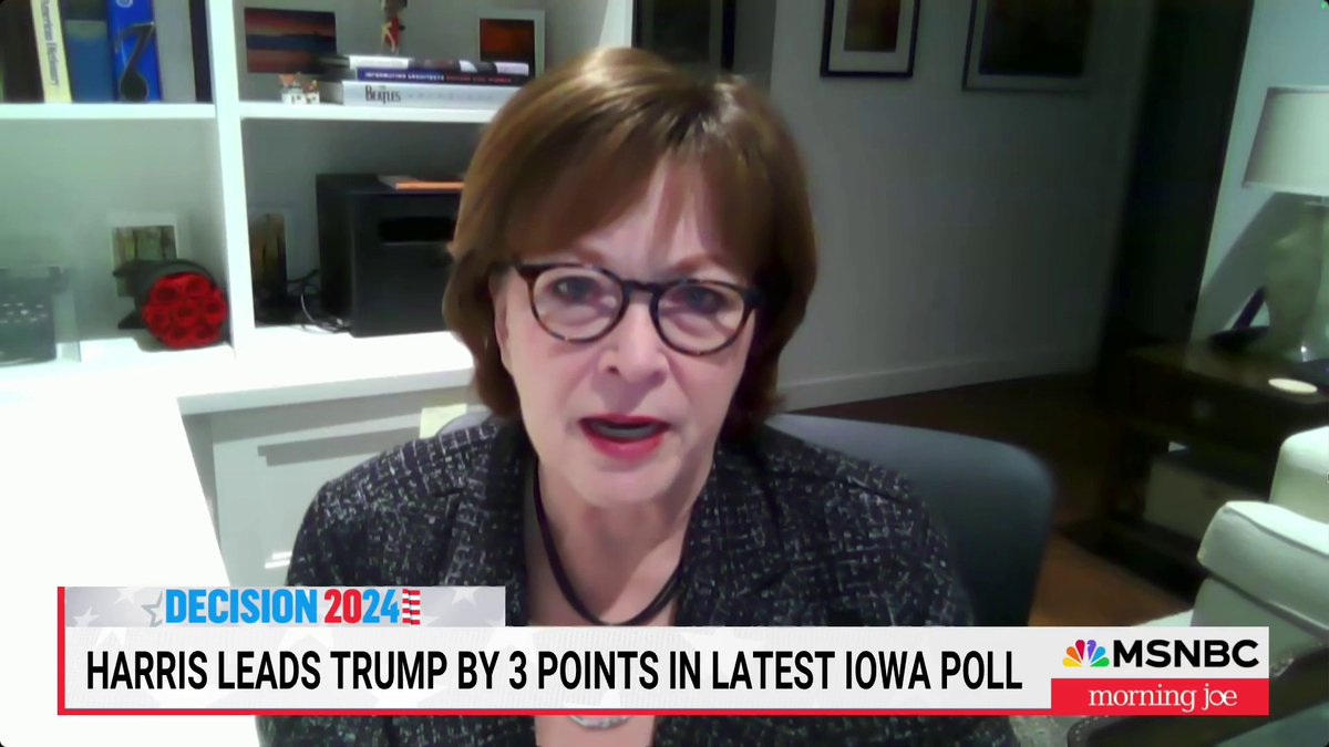 "No one, including me, would have thought that Iowa could go for Kamala Harris." -J. Ann Selzer discusses new polling showing Harris leading Trump by three points in latest Iowa poll