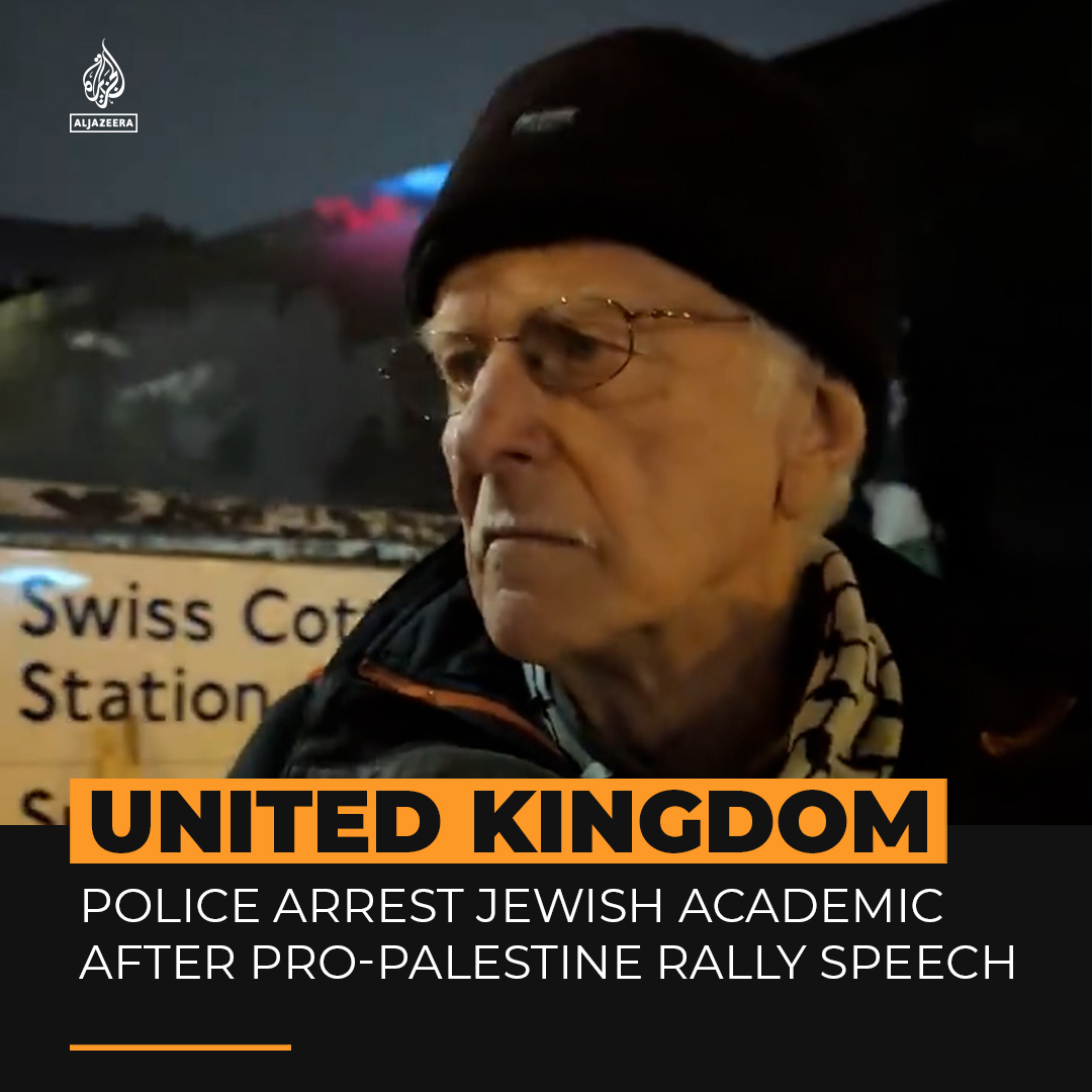 Retired Jewish professor Haim Bresheeth, a child of Holocaust survivors and founder of the Jewish Network for Palestine, was arrested under a UK anti-terrorism law after speaking at a recent Palestine solidarity protest in London.