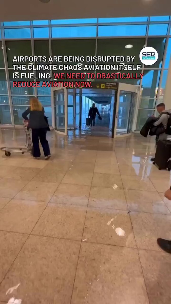 As #dana hits Catalonia, after leaving a trail of destruction in Valencia, El Prat is the latest in a list of airports being disrupted by extreme climate events this year, which are fueled by the aviation industry's greed. We need to act now to bring aviation to the ground.