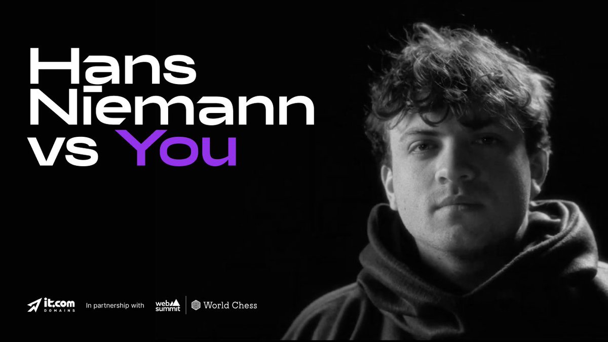 Make history with it.cоm Domains. On November 13, team up with AI and other players to challenge the grandmaster Hans Niemann at the “Hans Niemann vs. You” event organized in collaboration with Web Summit and World Chess. Join us on #HansNiemannVsYou #WebSummit