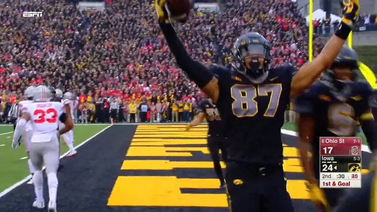 5️⃣5️⃣-2️⃣4️⃣ 😱 #OTD in 2017, Hawkeye Football stunned No. 3 Ohio State at Kinnick Stadium. #B1GFootball