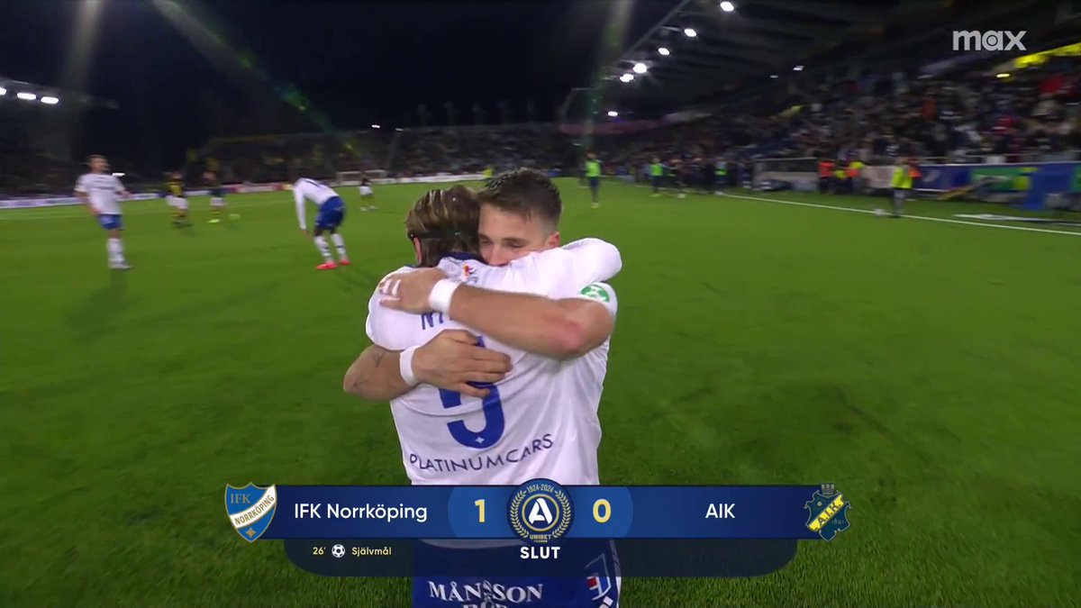 Glädjescener på Platinumcars Arena efter att IFK Norrköping säkrat det allsvenska kontraktet. 📲 Se höjdpunkter från Allsvenskan på Max