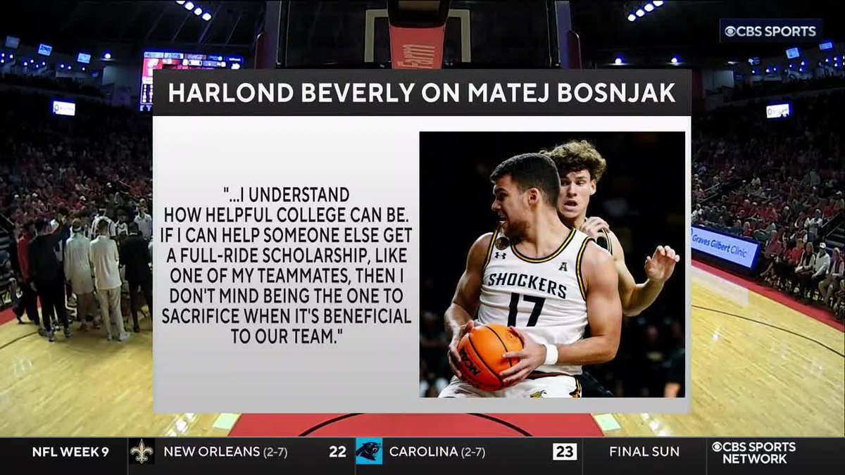 "One of the most unselfish stories in college basketball..." Harlond Beverly gave up his scholarship to teammate Matej Bosnjak. 👏 Wichita State Men's Basketball