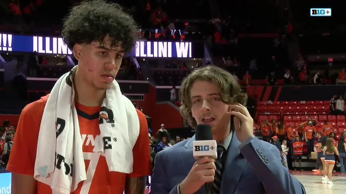 "It was a great experience" 😀 Will Riley talked about his performance in the Illinois Men's Basketball season opener. #B1GMBBall