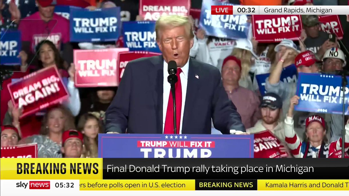 "Kamala, you're fired. Get the hell out of here." Donald Trump speaks at his final rally in Michigan. He adds: 'Kamala, you're horrible at your job... You're a low IQ individual' 📺 Sky 501