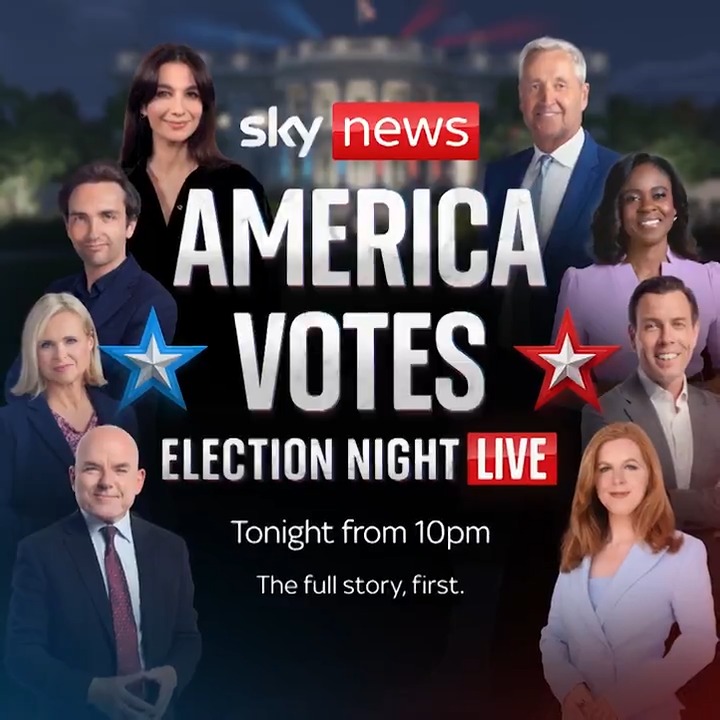 🇺🇸 "Get ready for an election night like no other." Join us tonight from 10pm GMT for through-the-night coverage from our Washington studio as the vote count begins 🗳 Who will be the next US president – Kamala Harris or Donald Trump? Watch live 👇
