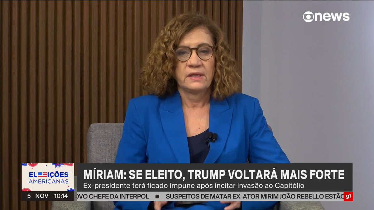 Miriam Leitão: se Trump for eleito, voltará mais forte: "Ele é, de fato, um risco para a democracia". Como uma jornalista se presta um papel desse??