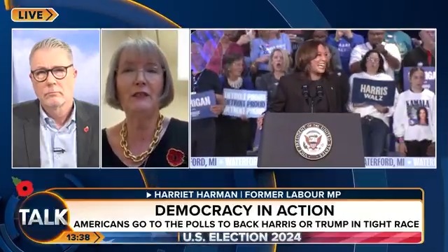 Former Labour MP Harriet Harman says Kamala Harris is "without a shadow of a doubt" the best person for America, the world and Britain. Ian Collins