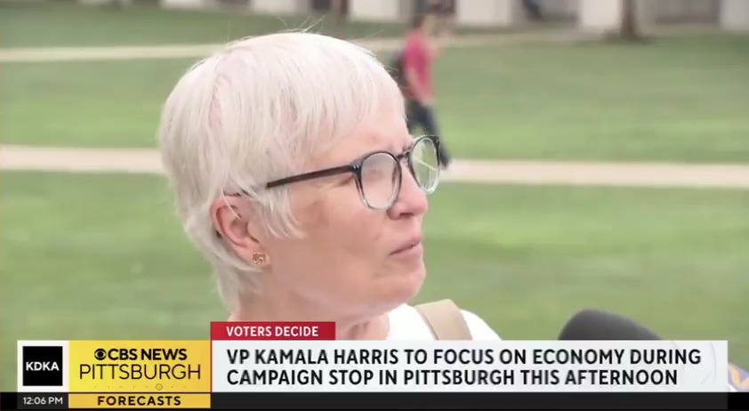 Pennsylvania voter: Kamala Harris is just wonderful. She's smart. I'm all for her. Q: Do you agree with her economic proposals? Pennsylvania voter: I do