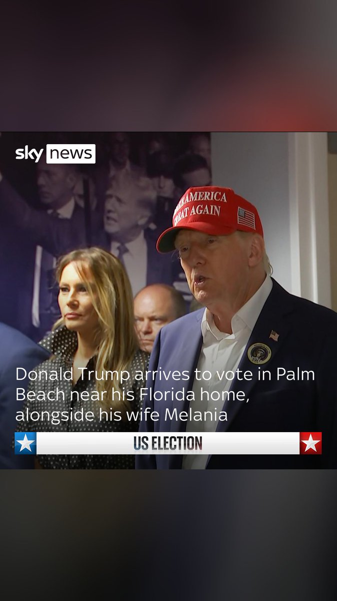 "It looks like we have a very substantial lead." Republican presidential candidate Donald Trump speaks to the media as he arrives to vote in Florida. US election latest: