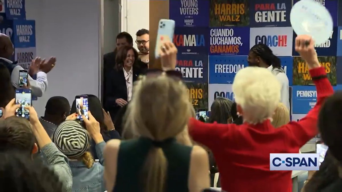 "Have you voted already? You did! Thank you!" Vice President Harris stops by DNC headquarters, speaks to staff and takes some phone calls.