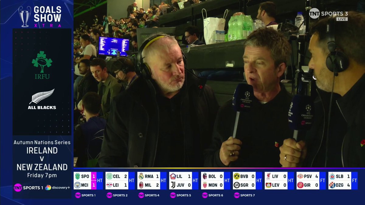 🗣️ Noel Gallagher during half-time: "I think there's goals in the second half!" 49': Sporting Lisbon 3-1 Man City 😬 #GoalsShowXtra