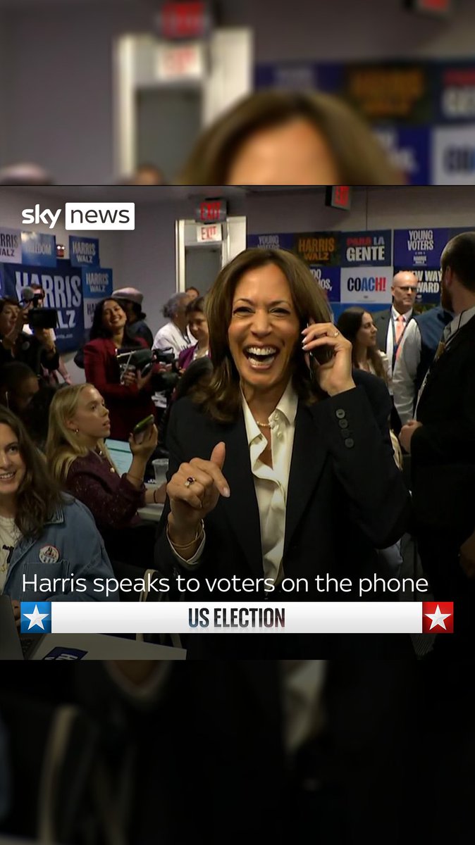 Vice President and Democratic presidential candidate Kamala Harris speaks to voters on the phone, hours before polls close. US election latest: