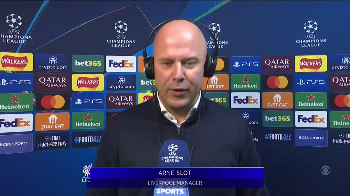 Arne Slot talks to the CBS crew! MNF invite, Kate’s his favourite &amp; his idol was Dennis Bergkamp! #ChampionsLeague