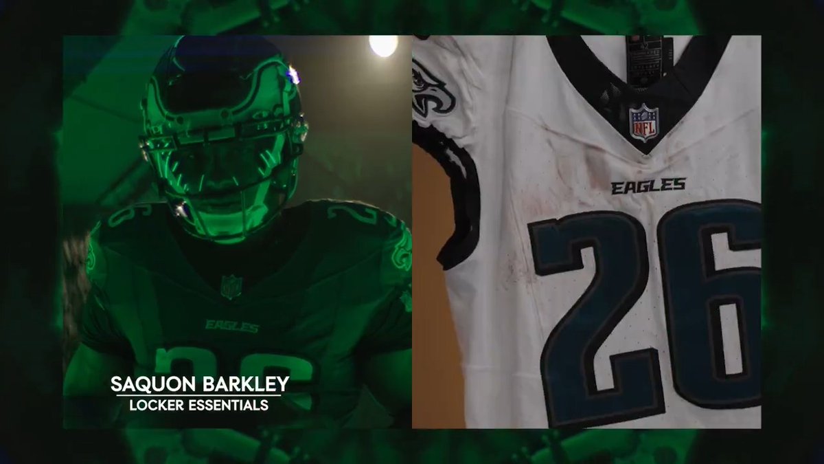 A note from his daughter, 1st Eagles jersey, and a scepter? Only the ESSENTIALS in Saquon Barkley's locker 😌