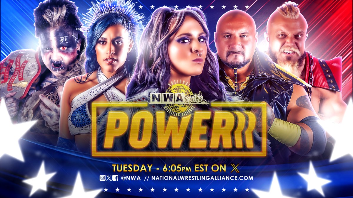 We return to the #PowerrrStation on this week's #NWAPowerrr! @AronsThoughts' BFT and JR KRATOS/Odinson オディンソン collide in a Liberty Bell rematch! マックス・ジ・インペイラー defends! Kenzie Paige/Kylie👸🏼 The PPD💌 take on @TiffanyNieves_/Haley J! Plus Thomas Raymond Latimer & EC3 // The Top 1% //!