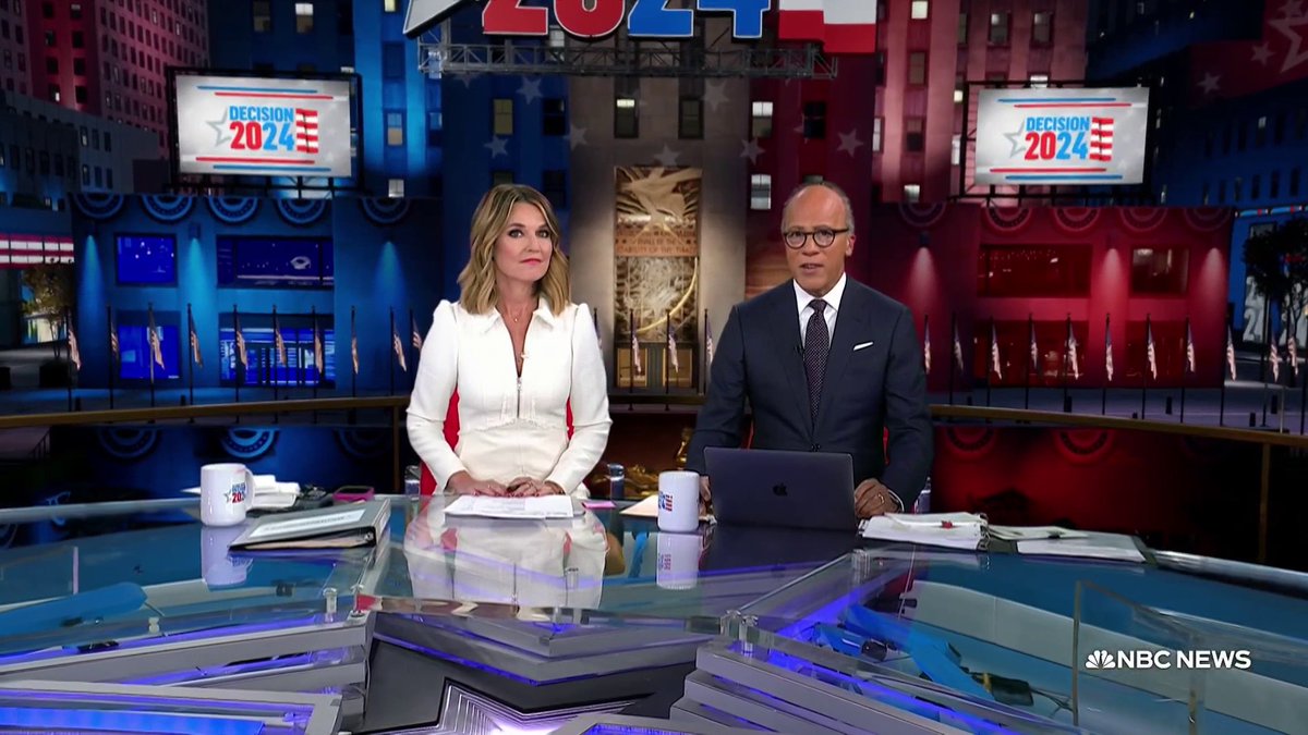 NOW: Lester Holt and Savannah Guthrie are live for NBC News Election 2024 Special Coverage.