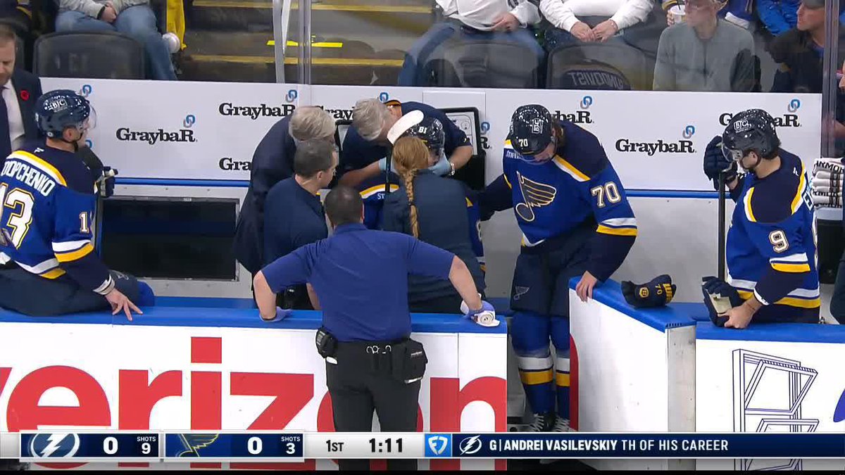 Dylan Holloway is in an ambulance heading to the hospital after getting hit in the neck by a puck. Both teams left the ice with about one minute left in the first period.