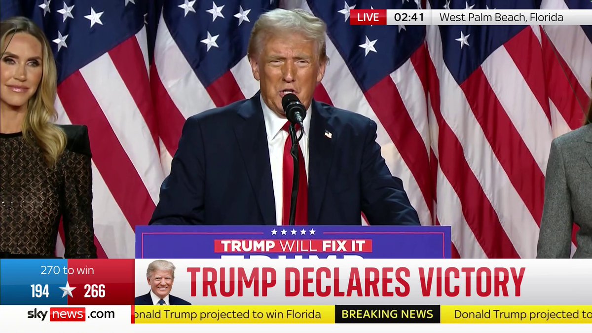 Donald Trump now begins calling people forward to the podium, before continuing his own speech. People watching yell out: "Elon!" for Elon Musk Trump says: "We have a new star - a star is born, Elon!" Live updates ➡️ 📺 Sky 501 and YouTube