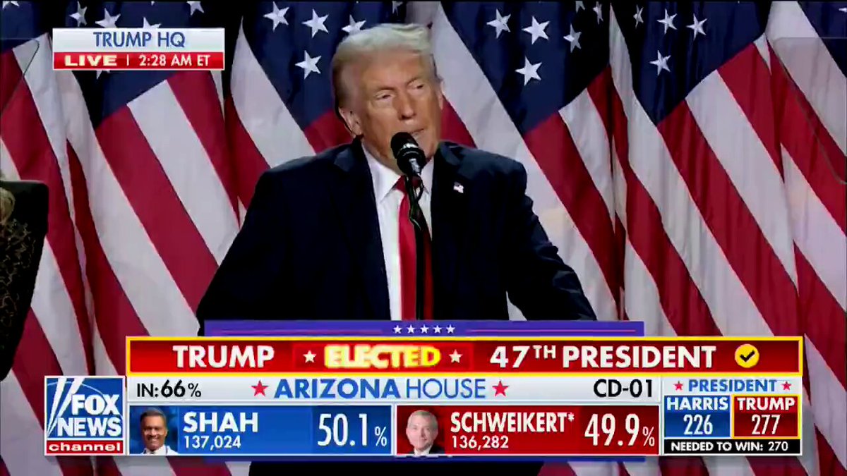 President-Elect Donald Trump: “Every single day I will be fighting for you.. This will truly be the golden age of America.”