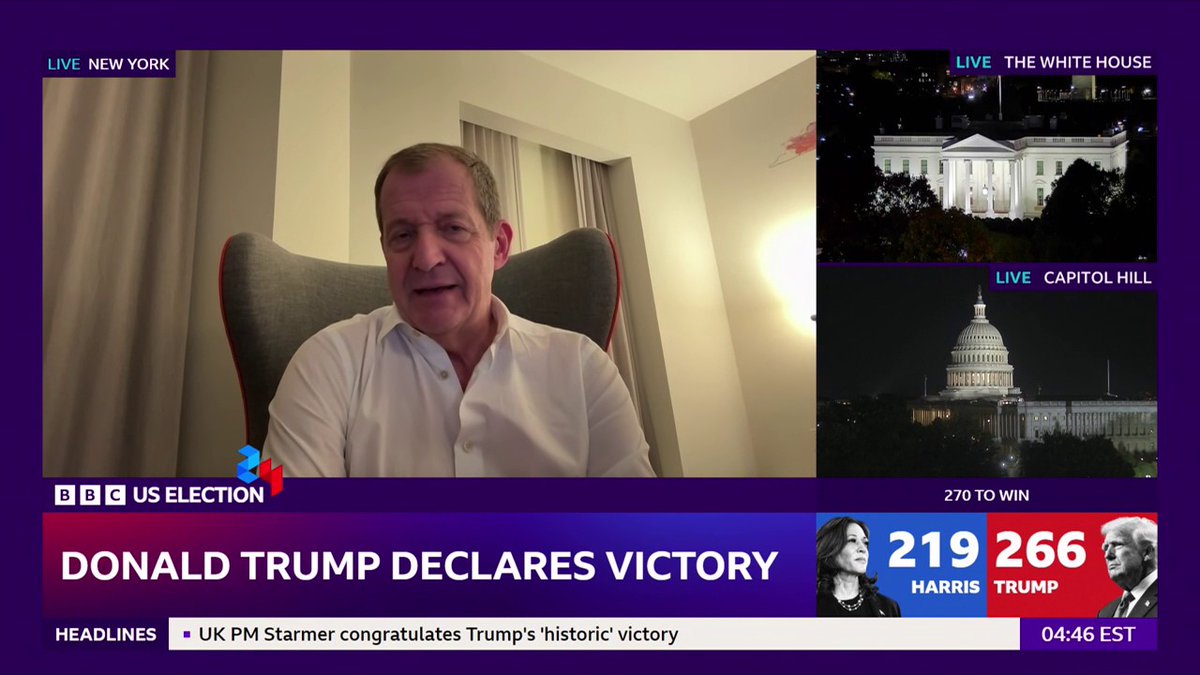 "This is one of the most extraordinary election victories and comebacks, I think, in any country in history" Former Labour communications and strategy chief, Alastair Campbell, reacts to Donald Trump's performance in the US election Follow live: