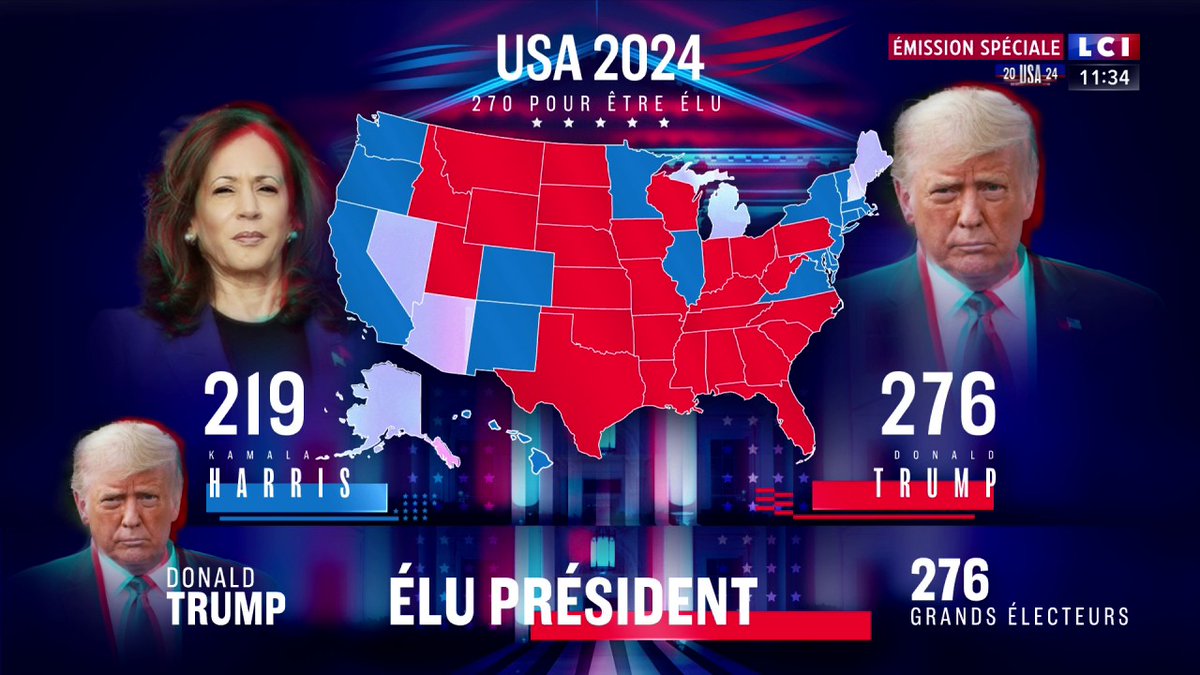 🔴 OFFICIEL - Donald Trump est élu président des États-Unis.