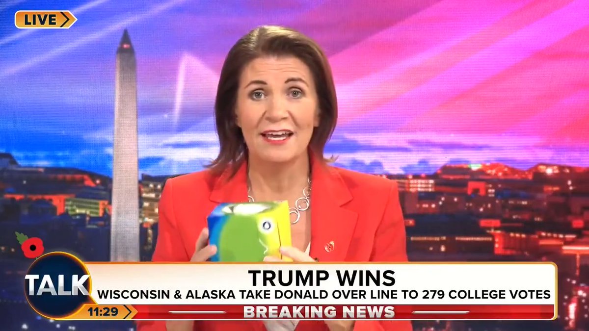 Julia Hartley-Brewer offers a pack of tissues to Green Party leader Carla Denyer, after she posted an emotional message about Donald Trump winning the US election. Claire Pearsall: "Dry your eyes princess! It's happened, get over it! Go look after your constituents!" Julia Hartley-Brewer