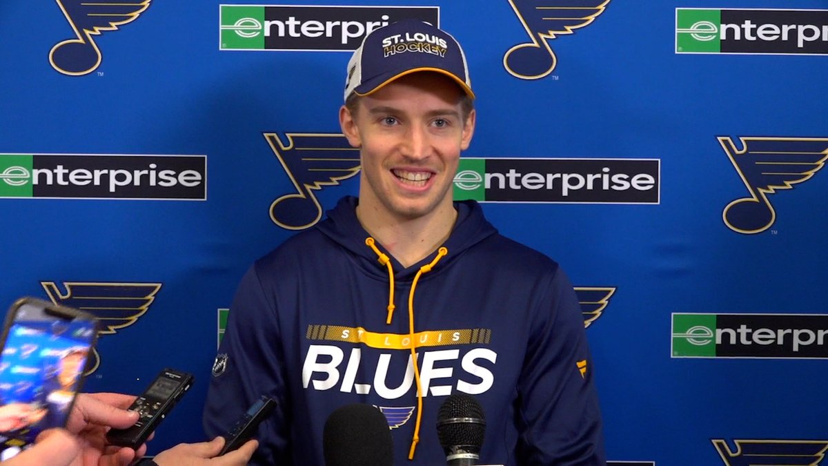"It got really blurry. I don't really remember coming to the bench. Next thing I know I was next to the ambulance on a stretcher." Dylan Holloway addresses last night's scary injury and says he's hoping to play Thursday. #stlblues