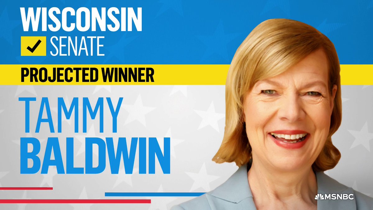 BREAKING: Democrat Tammy Baldwin wins re-election to the U.S. Senate in Wisconsin, NBC News projects.